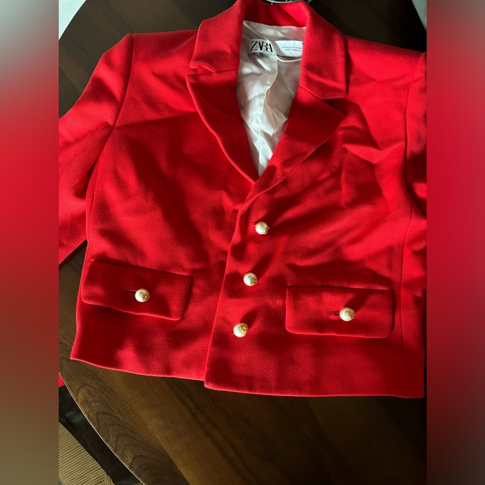 Zara red blazer with pearls buttons (size XS)